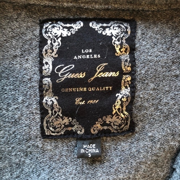 Guess Y2K Cotton & Wool Grey Knit Sweater Blazer small - Picture 6 of 7